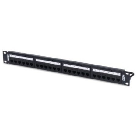 ACCU-TECH Refurbished 10Gx Revconnect Category 6A Patch Panel 24-Port, 1U, Black (Preloaded) RVAPPF1U24BK